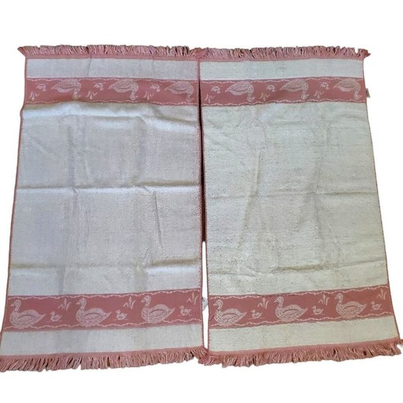 Vintage 80s Cannon Mill Pond Pink Duck Towel Set 4 Pcs USA 2 Towels Wash Cloths - Picture 5 of 14